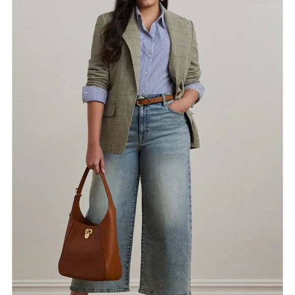 Lauren Ralph Lauren NWT Glen Plaid Cotton-Blend Twill Blazer - Picture 3 of 12